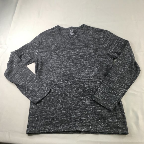 Gap Mens Sweater Gray Medium V-Neck Pullover Casual Comfort Sweatshirt #0502 - Picture 1 of 8